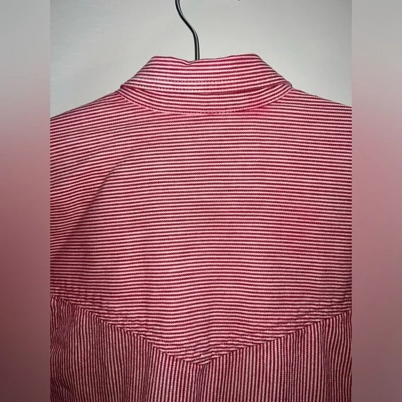 Vintage USA made Calvin Klein Sport pinstripe red denim shirt men’s medium - Picture 7 of 7